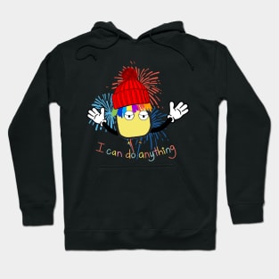 RAINBOW HAIR CARTOON GIRL I CAN DO ANYTHING FUNNY Hoodie